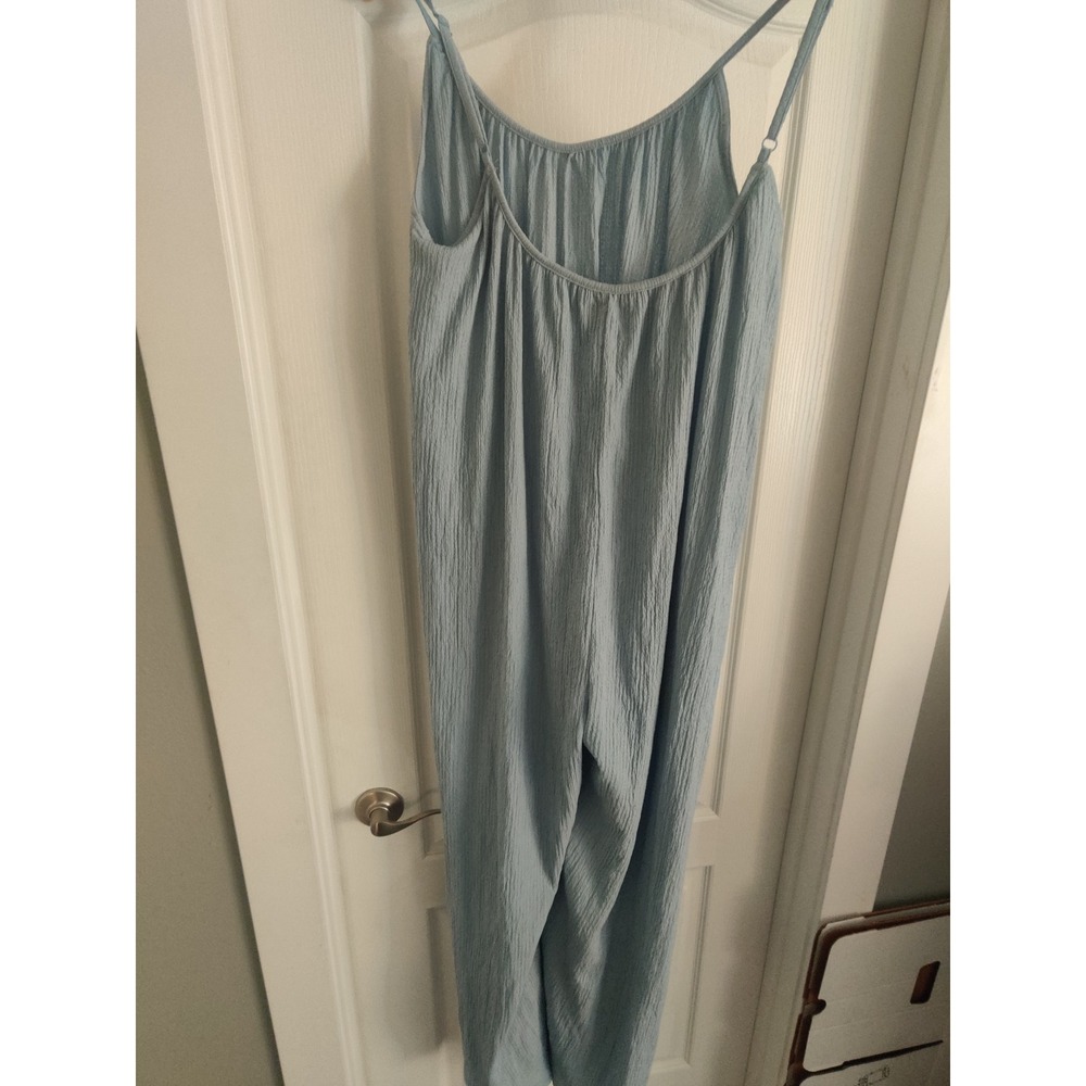 H&M Women Light Blue Crinkle Gauze Wide Leg Jumpsuit Sleeveless Small - Picture 5 of 6